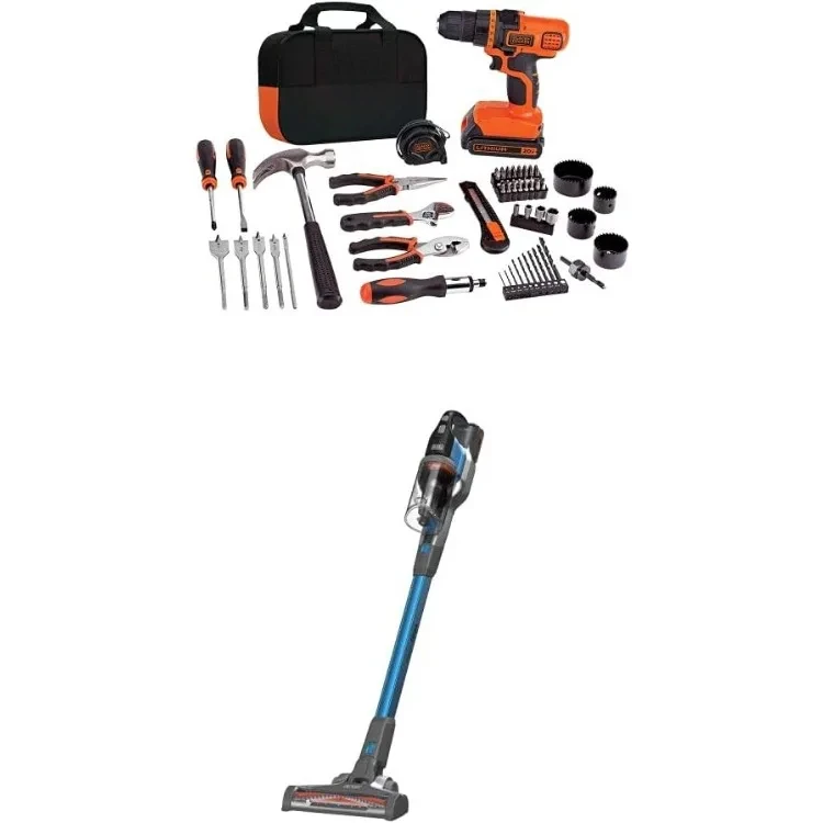 20V MAX Drill/Home Tool Kit with POWERSERIES Extreme Cordless Stick Vacuum, Blue (LDX120PK & BSV2020G)