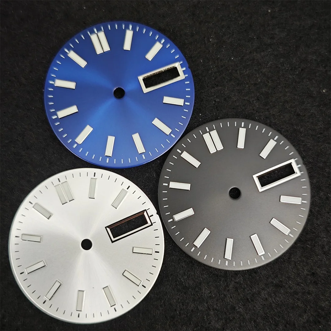 NH36 ساعة الطلب 28.5 مللي متر أمة الله تاريخ مزدوج التقويم ساعة وجوه الأخضر مضيئة ساعة اكسسوارات لحركة NH36/ 4R/ 7S