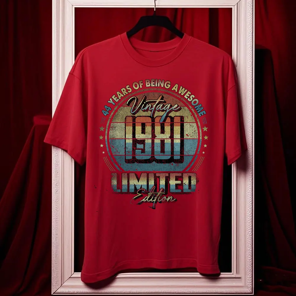 44년간 멋진 빈티지 44번째 생일 셔츠 빈티지 1981 셔츠 여름 코튼 티셔츠 그래픽 티셔츠 캐주얼 스타일