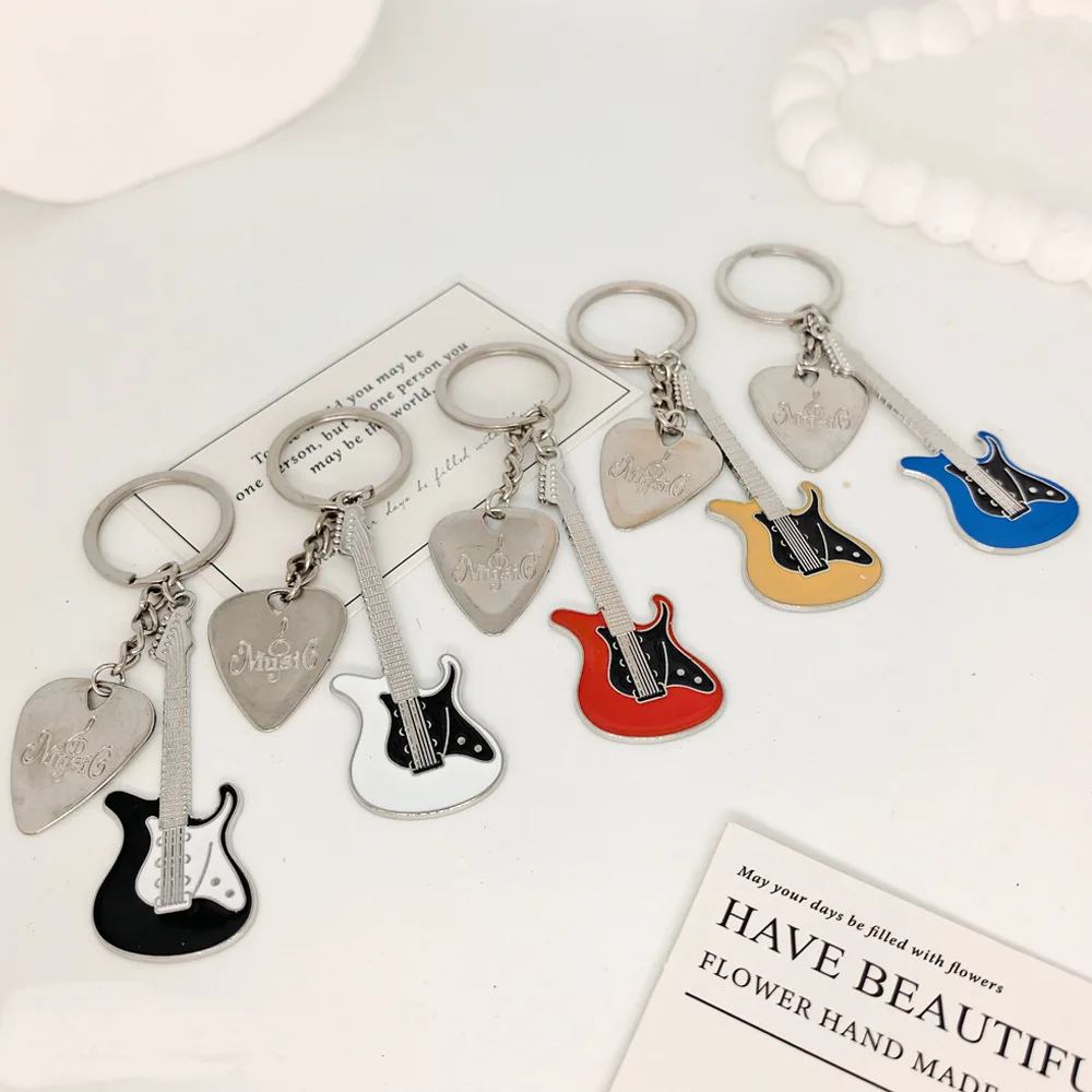 bass keychain Guitar Keychain Band Concert Music Festival Souvenir Gift Handbag Schoolbag Pendant Bass Key Rings Wholesale