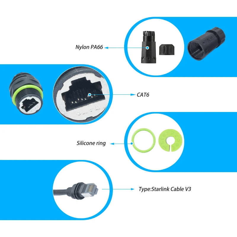 Starlink Gen 3 إلى CAT6 كابل موصل لا تأخير نقل البيانات كابل إيثرنت عملي لـ V3 المهنية في الهواء الطلق 0.5/1 متر