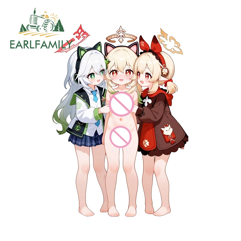 EARLFAMILY Cosplay Girls Snuggle Car Stickers Uniform VAN Creative Tumbler Decal Scratch-Proof Windshield Car Lable Vinyl ATV