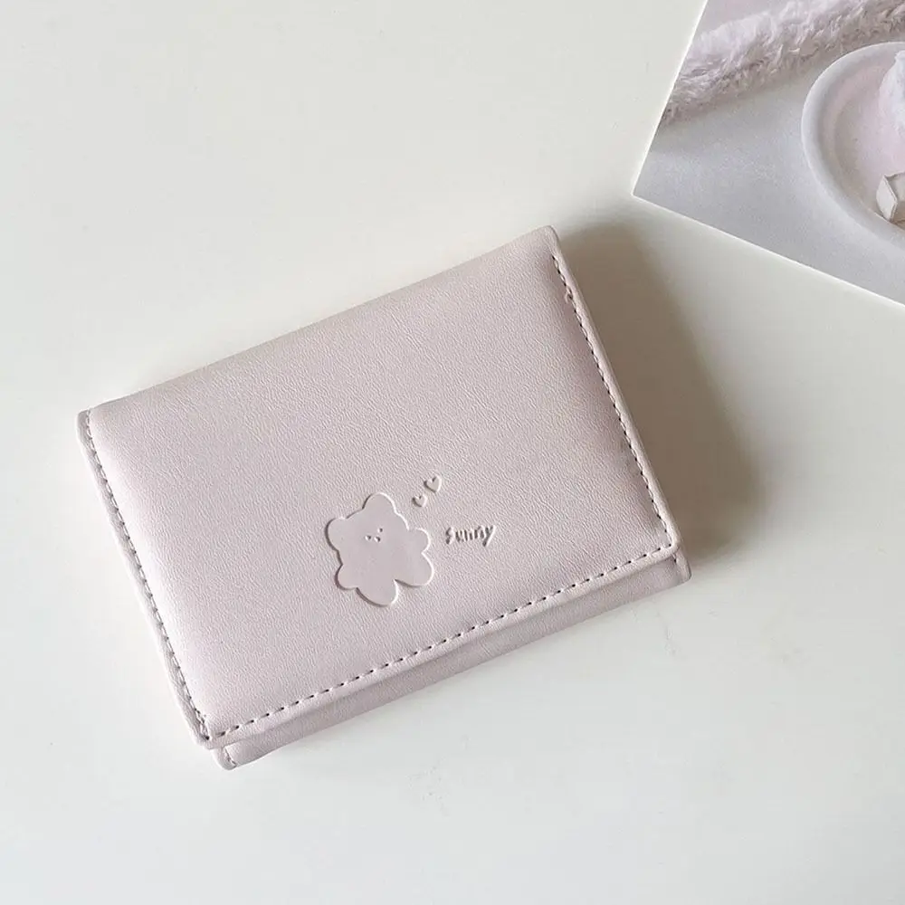 Money Clip Women Short Wallet Butter Bear Cute Cartoon Women Clutch Triple Fold Multiple Card Positions Ladies Card Bag