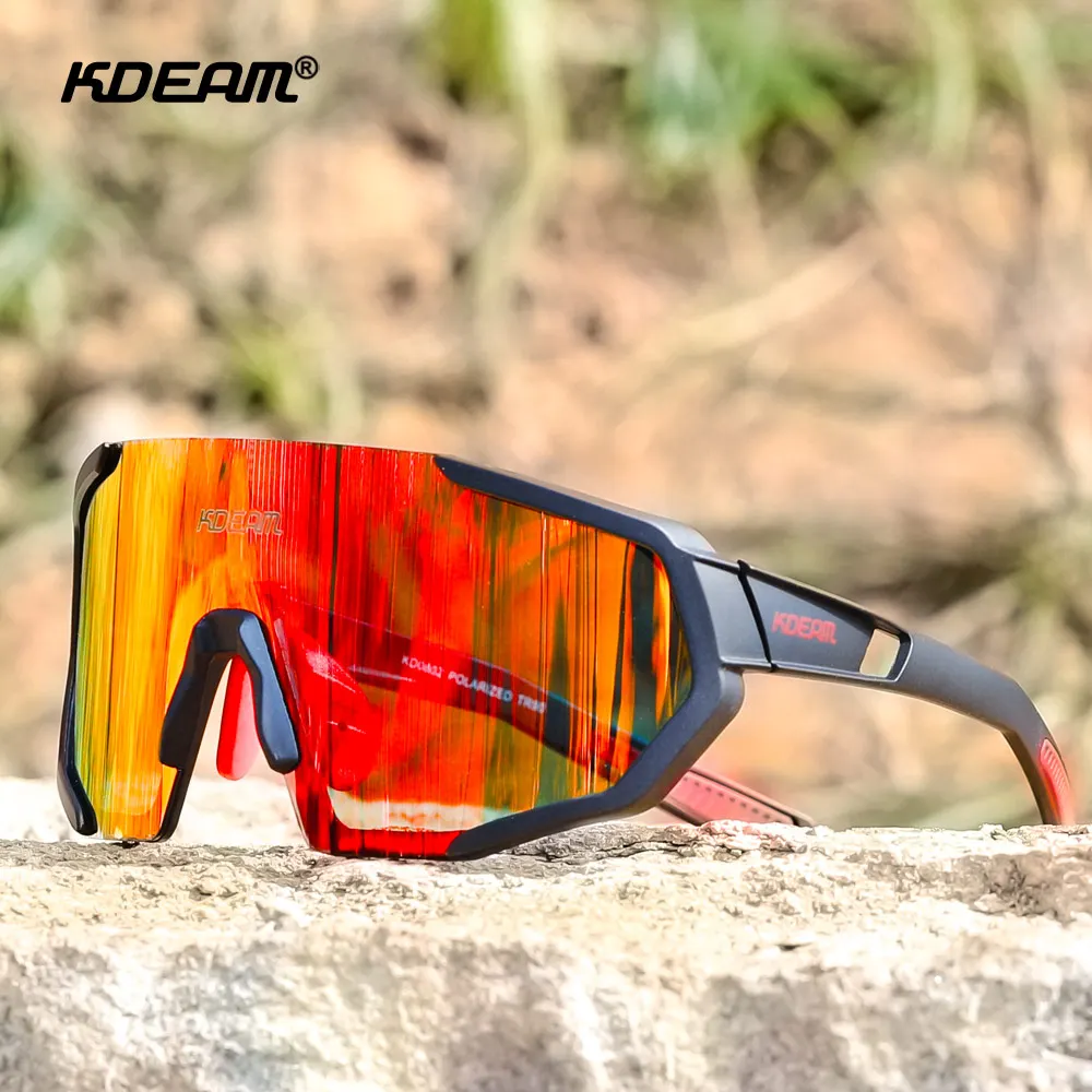 KDEAM Shatterproof TR90 Active Polarized Sunglasses Men Ultra-grip Rubber Nose Multilayer Mirror Lens + Clear Lens KD0802