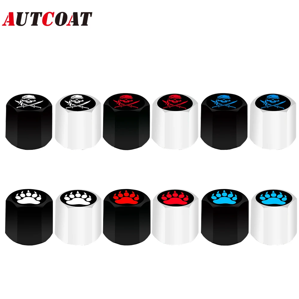 

AUTCOAT 4Pcs Aluminum Tire Valve Stem Caps, Corrosion Resistant, Universal Stem Covers for Cars Trucks Motorcycles SUVs Bikes