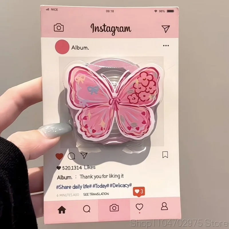 

Милая мультяшная бабочка для Magsafe Griptok, держатель для телефона, кольцо на палец, подставка для iPhone 15, 16, 17, Samsung Girl, кронштейн