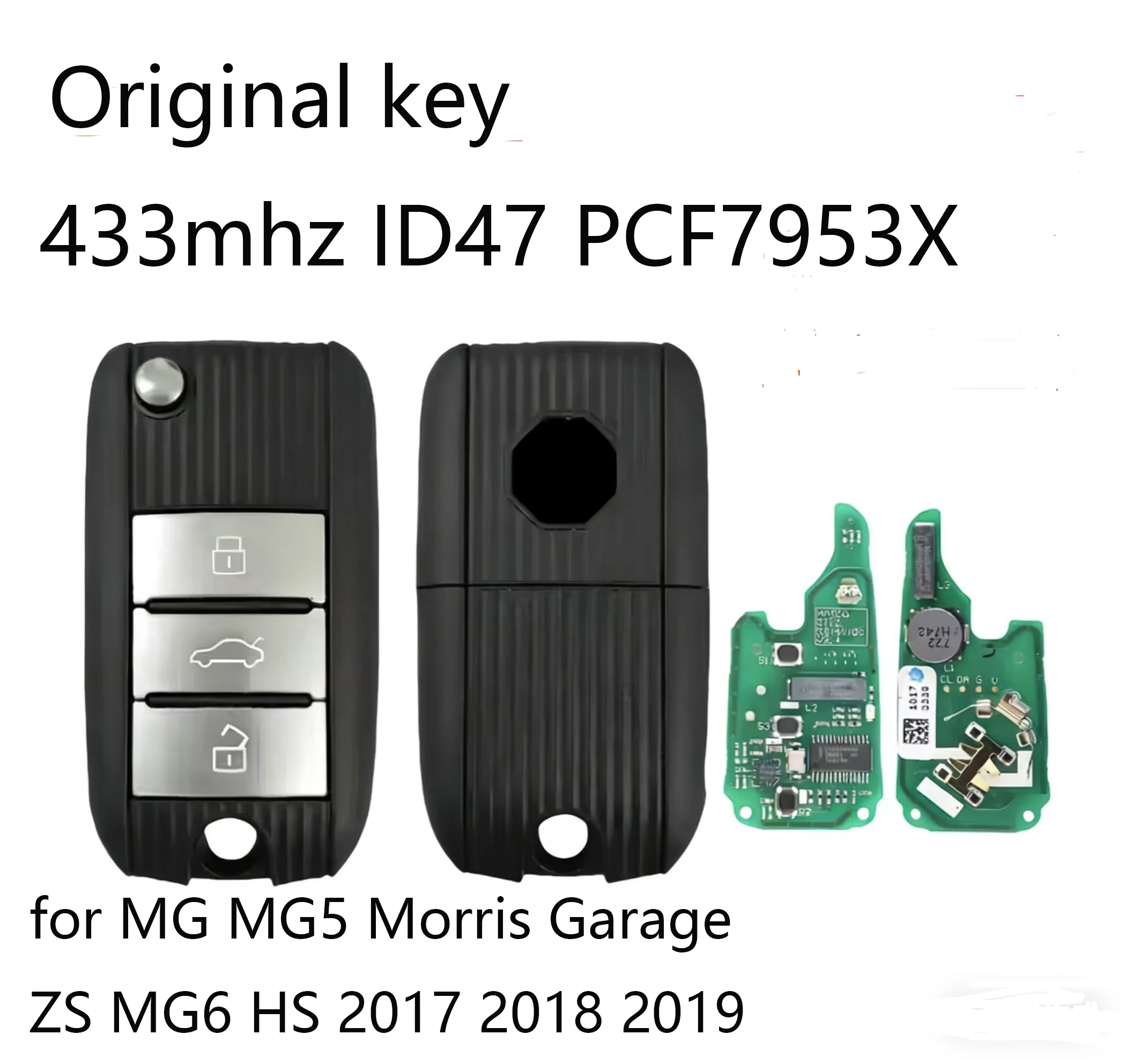 OEM Smart Remote Car Key 3 Buttons Fob for MG MG5 Morris Garage ZS MG6 HS 2017 2018 2019 Keyless Go Genuine 433mhz ID47 PCF7953X