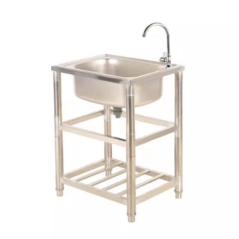82*48*80cm double Stainless steel sink Commercial Kitchen Sink  Restaurant Utility Sink Dish Washing Pool with Standing Rack