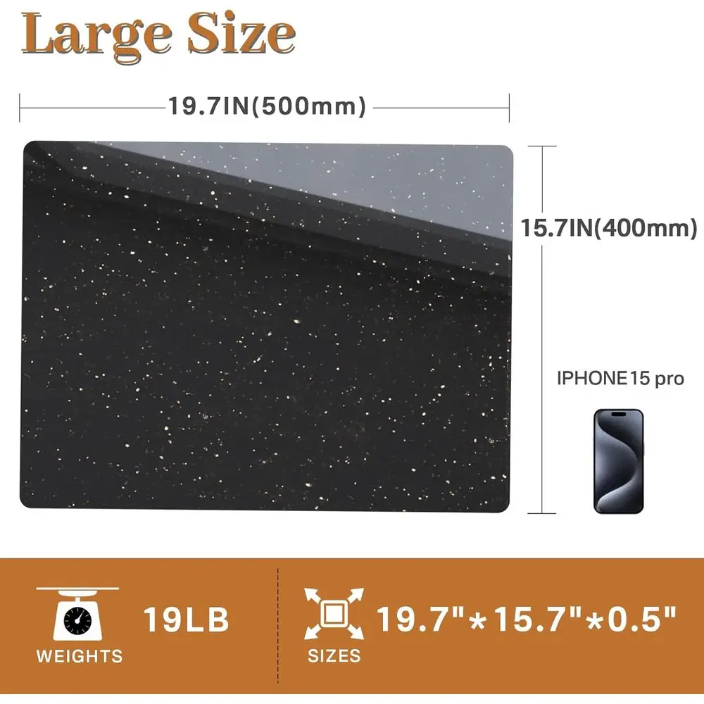 لوح معجنات جرانيت أسود كبير، غير قابل للانزلاق، مثالي للمطبخ والعجين، 16 × 20 بوصة #3