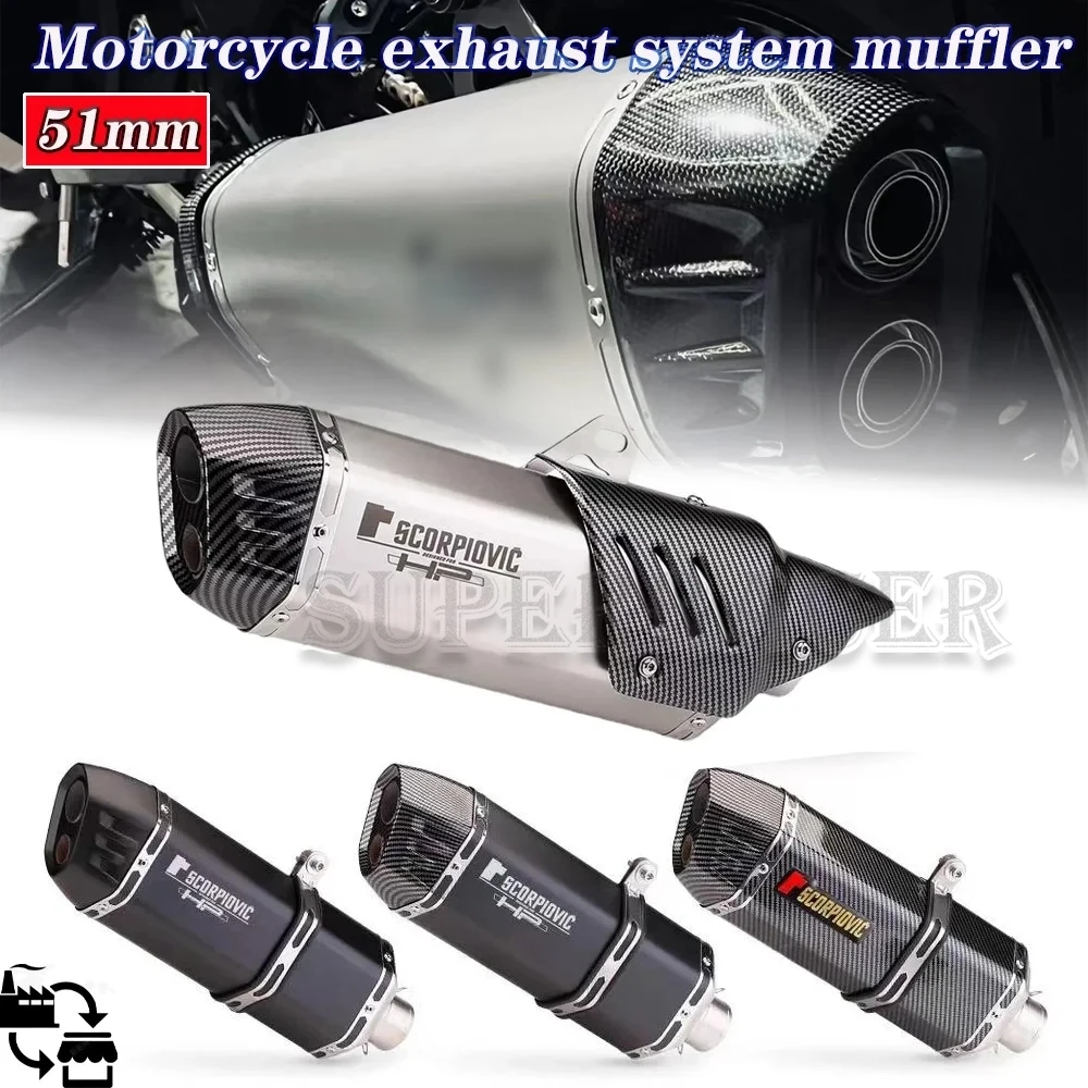 

Slip on 51mm Motorcycle Exhaust System Muffler Modified Tube Middle Connection for Z400 Z900 MT07 S100RR 2017 18 19 2020 Years