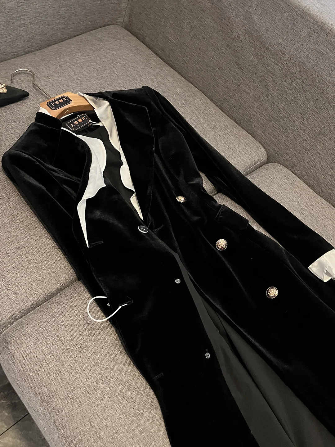 Bla velours automne hiver nouveau 2025 femmes Dr Ele Design costume jupe avec bois ain volants longue Sve Slim Fit V Ne