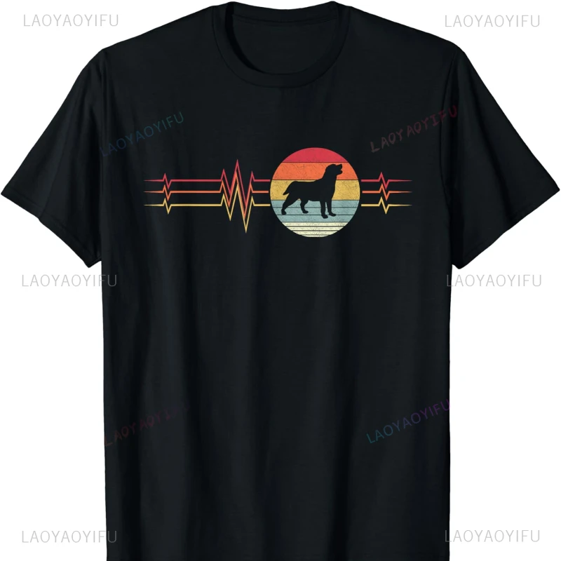 Retro Heartbeat Labrador Retriever Dog Lifeline Vintage Cotton T-Shirt Pro Choice Men Clothing T Shirt Men Casual Fashion Tops