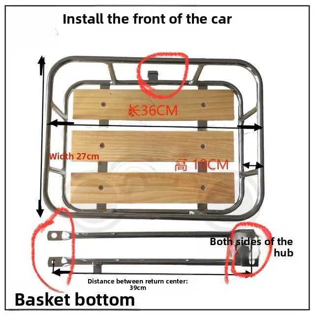 

Real Wood Vintage Bicycle Basket Baggage Ra elf Bike Accories Medium Size Metal Frame Front Bike Basket