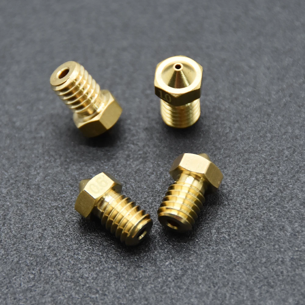 10PC V6 Brass Nozzle M6 Threaded Nozzle 0.2/0.3/0.4/0.5/0.6/0.8/1.0mm For V5 V6 Hotend 3D Printer Parts