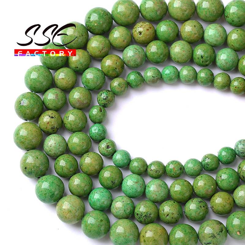 Natuurlijke Afrikaanse Groene Jaspers Kralen Ronde Losse Kralen Diy Armbanden Kettingen Voor Sieraden Maken 4 6 8 10 12mm 15 \