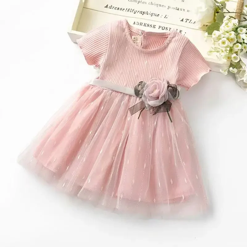 Summer Princess Dress Newborn Infant Girls Dress Patchwork Mesh  Baby Girl Clothing Toddler Kids Birthday Party Clothes