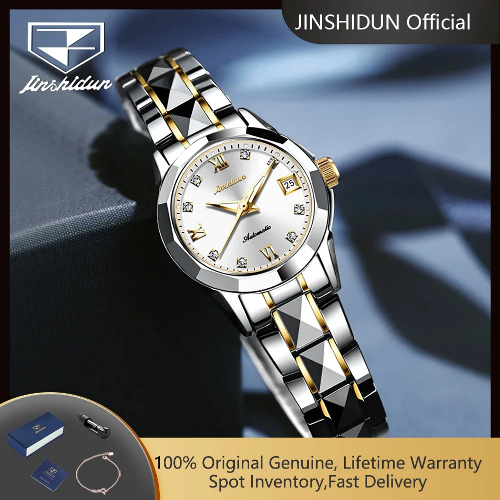 JSDUN 8813 Automatic Watches for Woman Tungsten Steel Calendar Waterproof Luminous Original Luxury Ladies Mechancial Wrist Watch