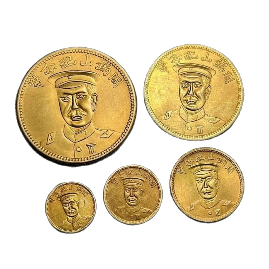 Modern Officer Gilded Gold Coins Retro Decorative Coins  5 pieces