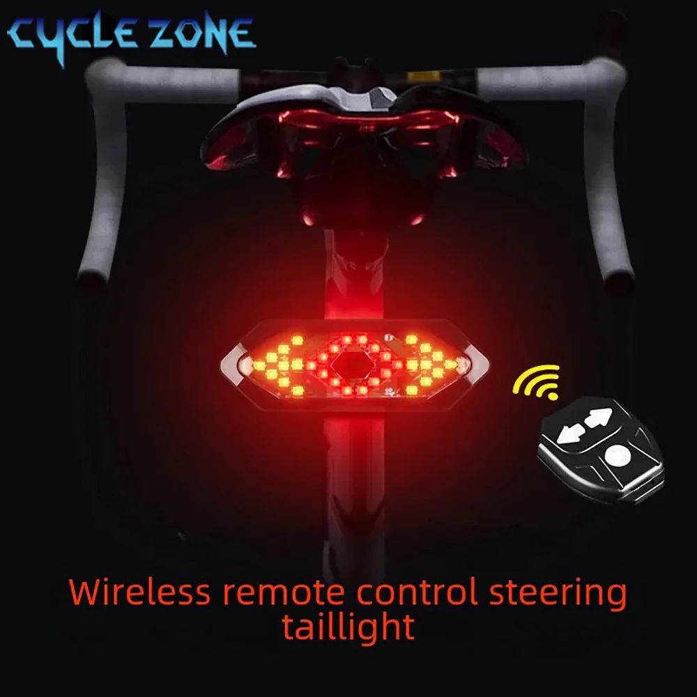 التحكم عن بعد بدوره إشارة الذيل ضوء USB قابلة للشحن الجبلية للماء ليلة ركوب 32led دراجة بدوره إشارة
