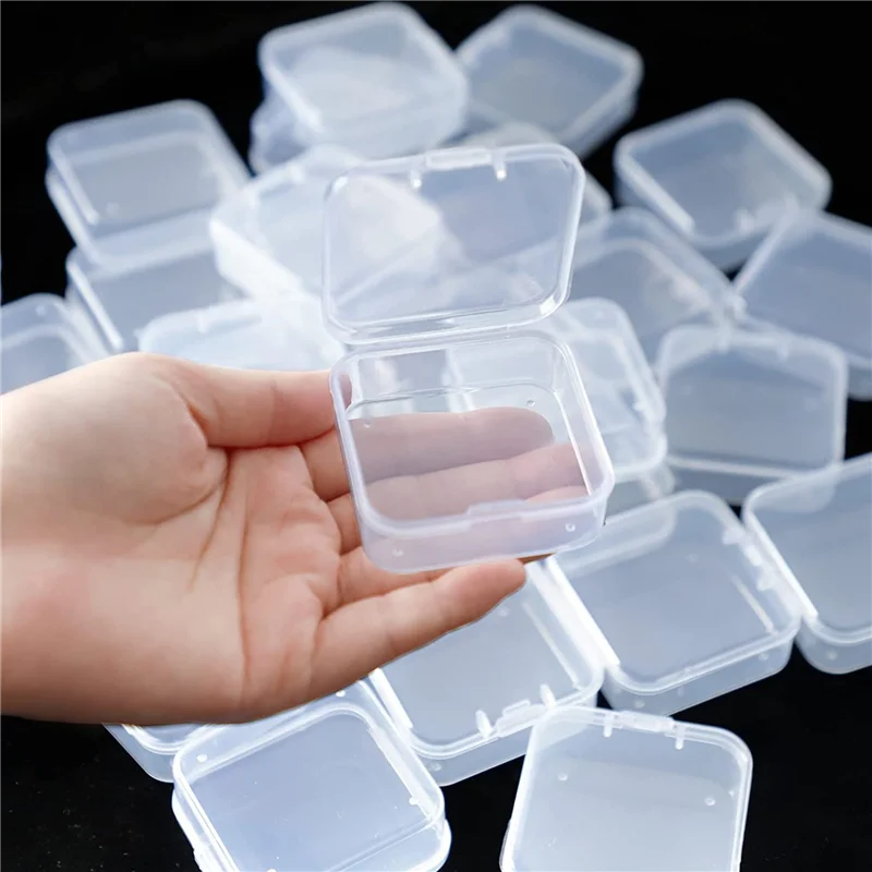 

ABUI-120 Pack Clear Plastic Beads Storage Containers Box With Hinged Lid For Small Items, Diamond, Beads (2.2X2.2X0.79In)