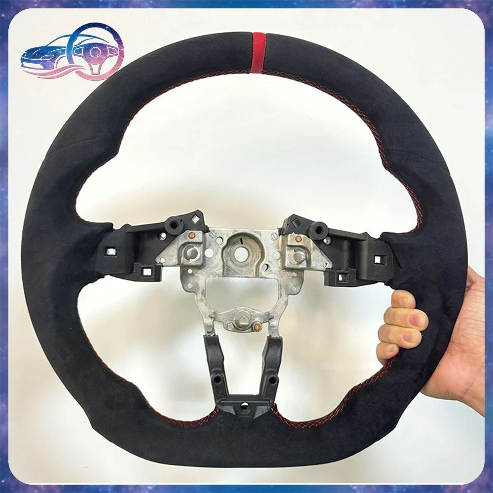 Full Alcantara Flat Bottom D-type Steering Wheel For Mazda MX-5 Miata MX5 MX5 15-24 Hand-stitched Steering Wheel Car Accessories