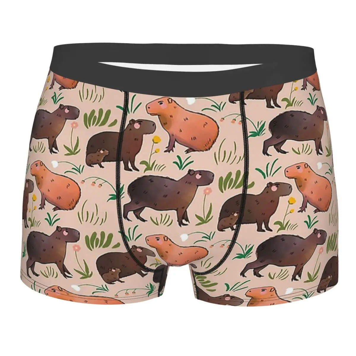 Novelty Boxer Capybara Cute Green Animal Pattern Shorts Panties Men\'s Underwear Breathable Underpants for Homme S-XXL