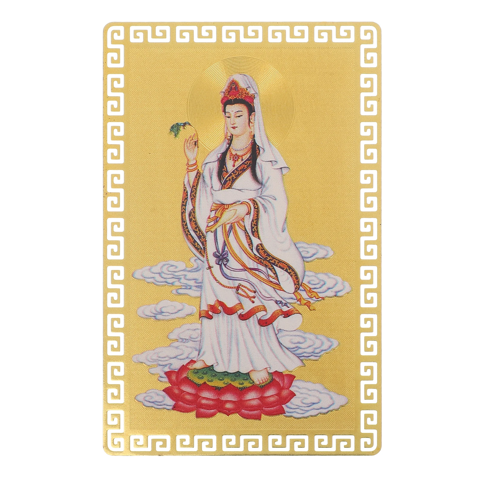 Chinese Style Auspicious Metal Amulet Card for Wealth Success Career Boost Portable Guanyin Amulet Card Luck Protection