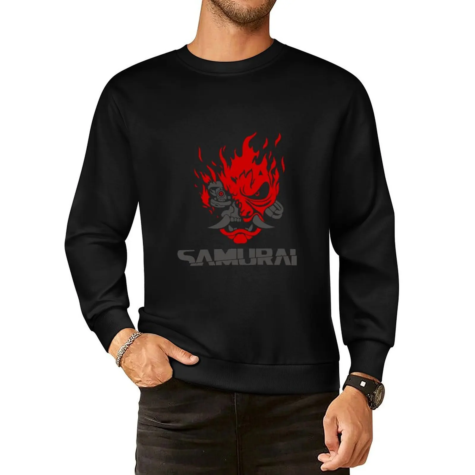 

Samurai Logo - White background/Improved Pullover Hoodie autumn korean style clothes new sweatshirts