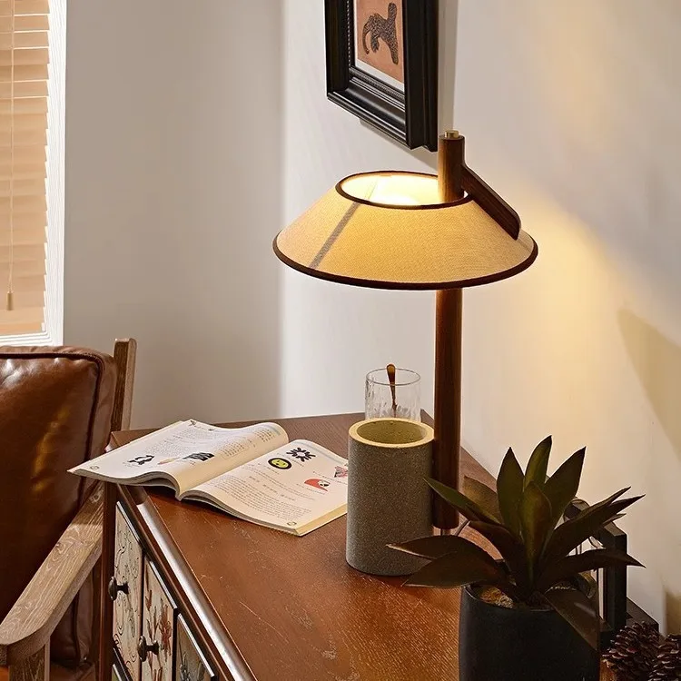 

Medieval style table lamp study bedroom bedside solid wood surprise new Chinese tea room atmosphere Nanyang retro storage lamps