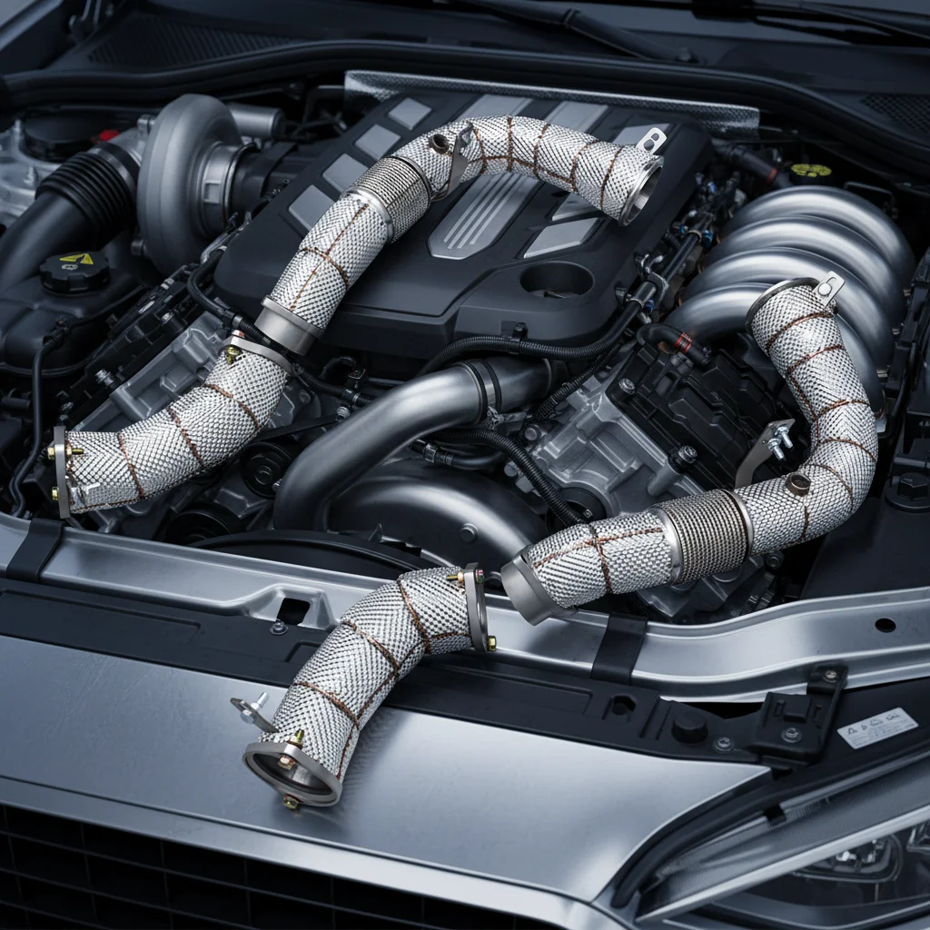 

OEM Stainless Steel Free Flow Exhaust System For BMW X5M/X6M F95/F96/LCI 4.4TT 2020+ Heat Shield Downpipe