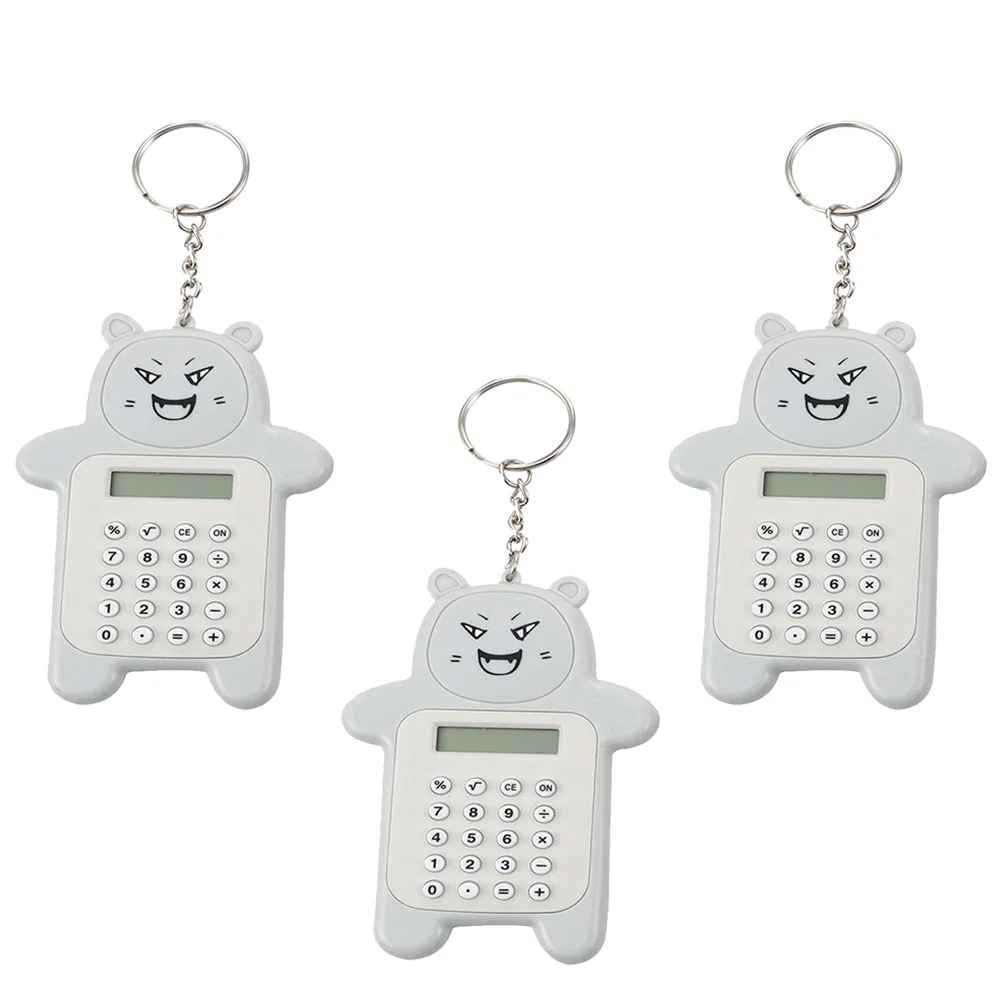 

3 Pcs Mini Bear Calculator Keychains Plastic Buttons Unisex Portable Lightweight Compact For Students School Use