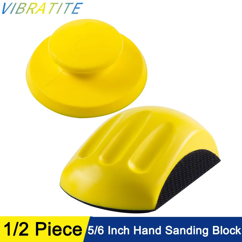 1/2 Pcs Hook and Loop Hand Sanding Block 5/6 Inch Mouse and Round Sanding Holder for Woodworking Hook Backing Sandpaper Holder