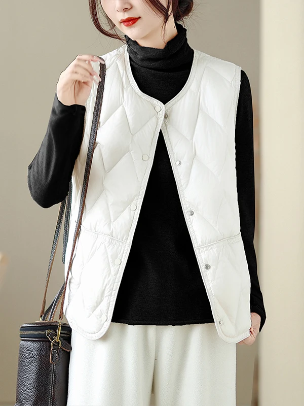 

Lightweight Cotton Vest Women's Faion ort Jaet Autumn Winter New Arrival Comfortable Fit Long Sve Single Button Closure