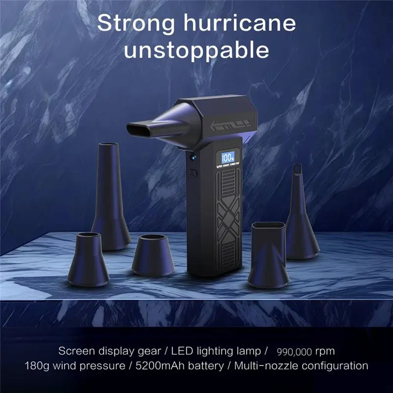 AT13 Portable charge Turbo ventilateur P80 120000 tr/min électrique plumeau nettoyage ventilateur outil 4 vitesses vitesse réglable