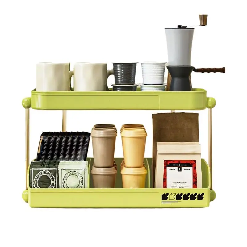 

Coffee Mug Shelf 2 Tier Mug Rack Tea Cup Holder Coffee Cup Rack for Kitchen Office Home Coffee Bar Organizer for Countertop