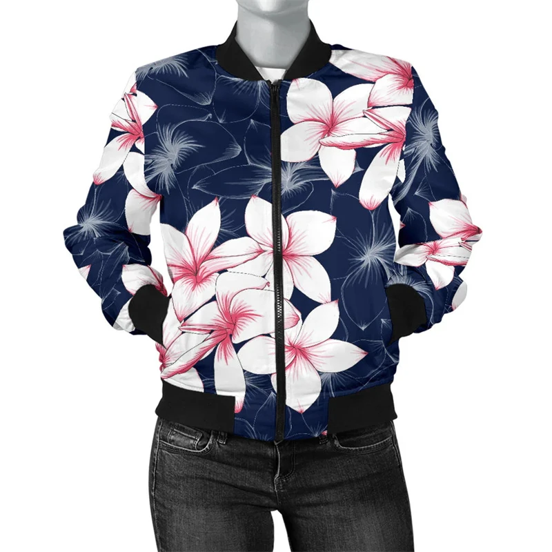 Retro Hawaiian Flower Zipper Jacket Men 3d Printed Plants Graphic Bomber Sweatshirts Tops Long Sleeves Unisex Oversized Coats