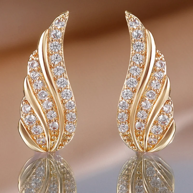 Exquisite Micro Pave Cubic Zirconia Angel Wings Stud Earrings for Women Valentine\'s Day Cute Princess Daily Casual Accessories