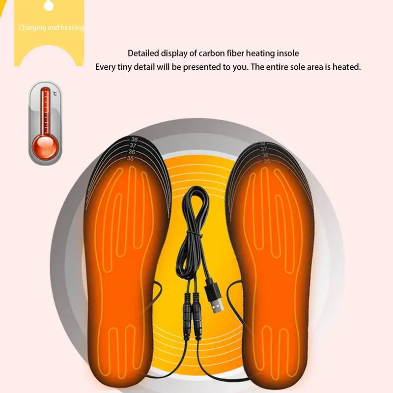 

USB Rechargeable Heated Insoles Temperature Controlled Heated Foot Warmer Insole for Outdoor Skiing Winter Foot Warmers