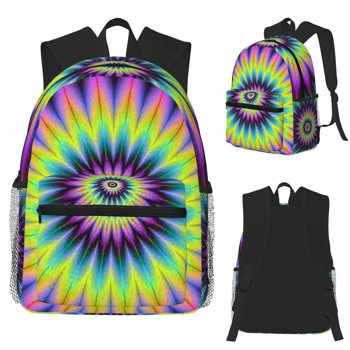 Neon Glow UV Blacklight Activated Glow-in-the-Dark Student Backpack School Bag Hiking Travel Daypack for Boys Girls Bookbag