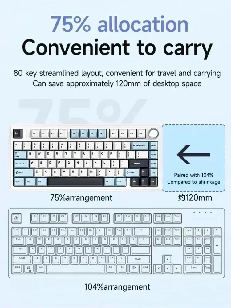 Imagem -04 - Teclado Mecânico sem Fio 2.4g Bluetooth com Fio Mode Rgb Backlight Hot Swap Gaming Acessórios Aula-f75