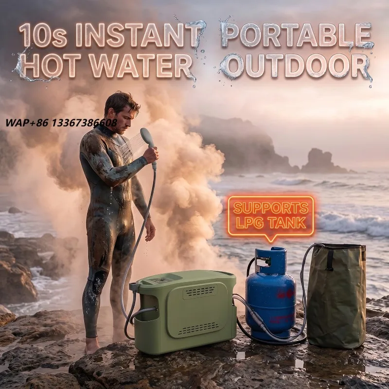 Mobile Pet Grooming Gas Heater Portable Propane Tankless 6L LED Display Shower Built-in Pump 180min Runtime Animal Bathing Van