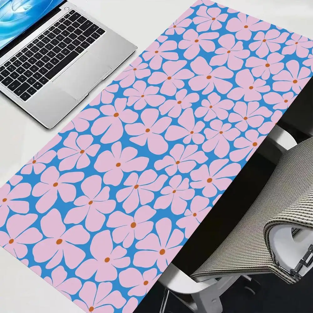 Full Pink Blossom Mouse Pad Table Mat Thick Rubber Large Size Non Slip Base For Girls Bedroom Desk Decor
