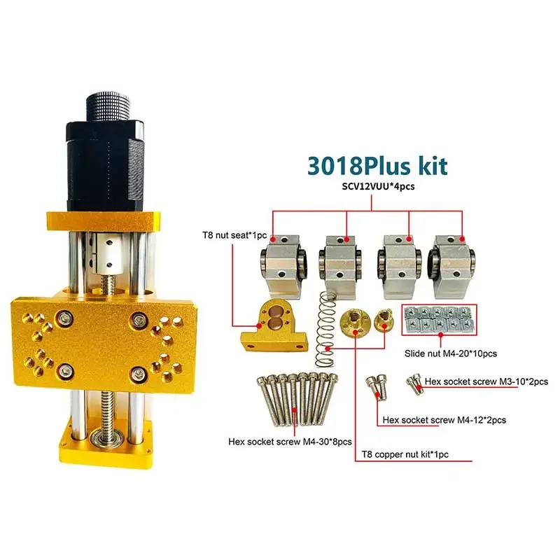 CNC 3018 Pro Z-Axis وحدة الشريحة طاولة الشريحة دليل السكك الحديدية الخطية متوافق مع جهاز التوجيه باستخدام الحاسب الآلي مع المغزل 300 واط/500 واط