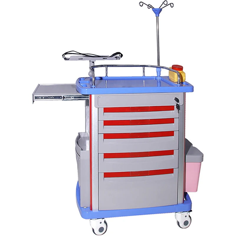 High Quality Emergency Cart Medical ABS Plastic Crash Cart Trolley Emergency Trolley