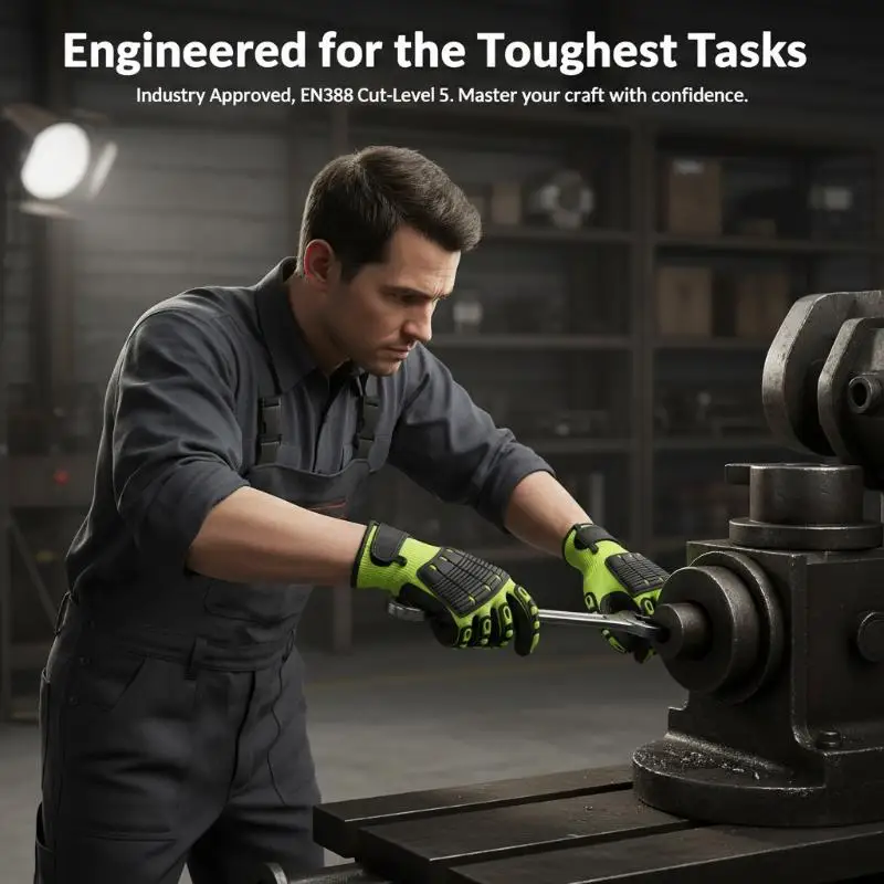 1 Pair Cut & Impact Resistant Heavy Duty Work Gloves Oil-proof With Nitrile Dipped Palm Glove Hand Protection Safety Labor Glove - view 6