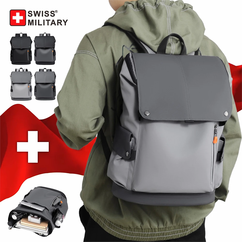 SWISS MILITARY New Fashion Backpack 15.6 inch laptop backpack waterproof Multi Pocket bag mochilas Korean campus backpack New