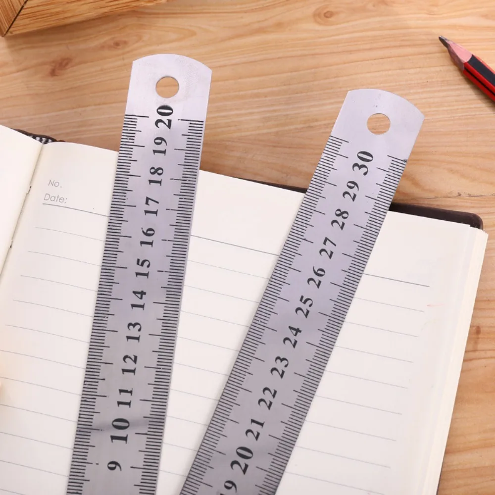 2pcs 15/20/ 30cm Stainless Steel Rulers for Stationery School Office Supplies Measuring Straight Ruler Wholesale