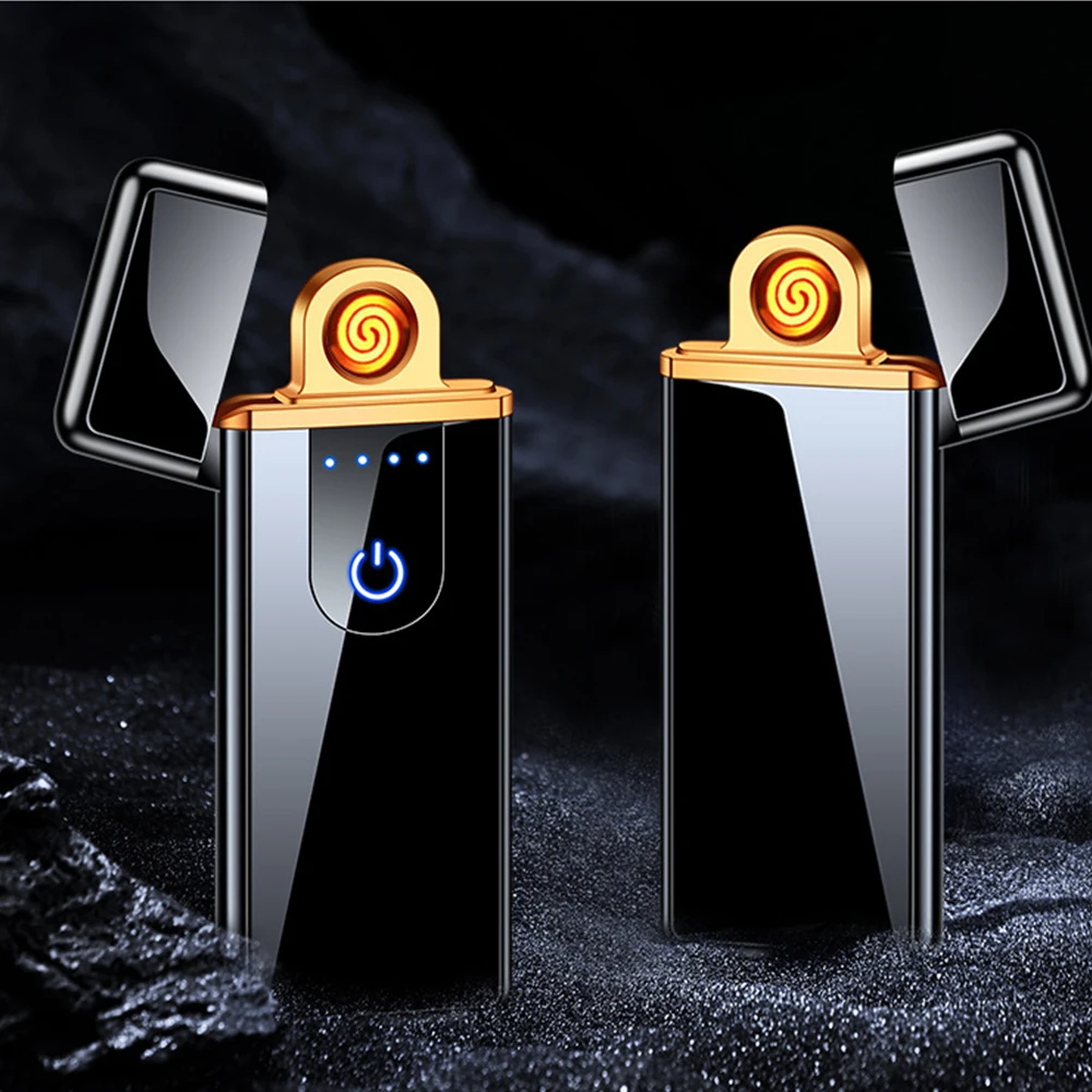 2024 New Touch Sensitive USB Windproof Rechargeable Electric Lighter Electronic Cigarette Lighter BBQ Cigarette Accessorie Gift