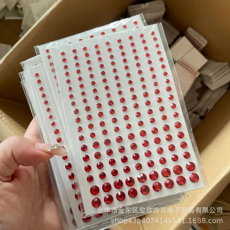 Colorful Round Acrylic Rhinestone Stickers Self Adhesive Crystal Gems for Kids Stage Performance Makeup Decoration Bulk