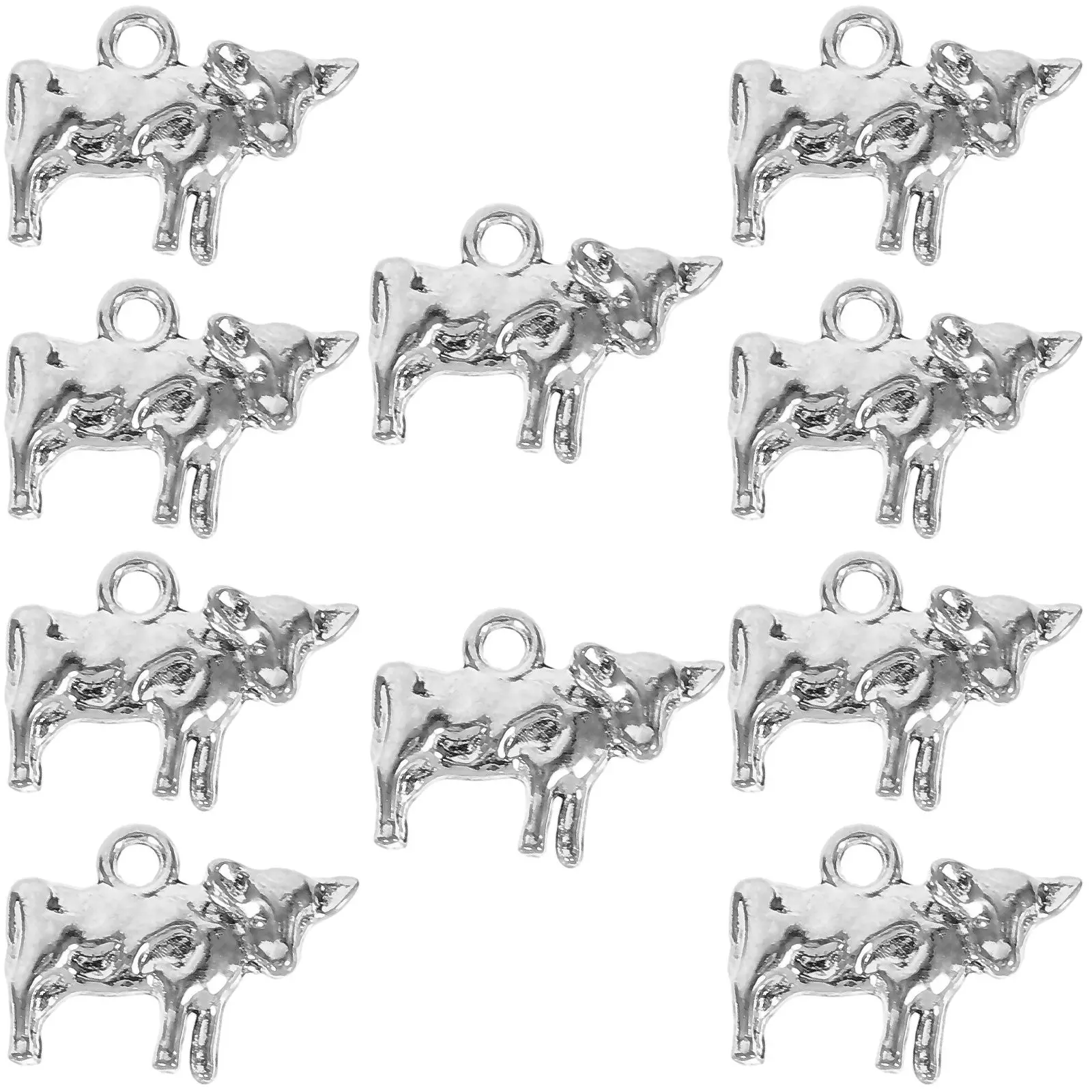 

10 Pcs Retro Cow Pendant Vintage Jewelry Alloy Western Necklace Charms